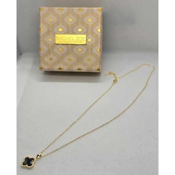 Rachel Zoe Onyx Clover Necklace – 18K Gold Plated - Picture 6 of 15
